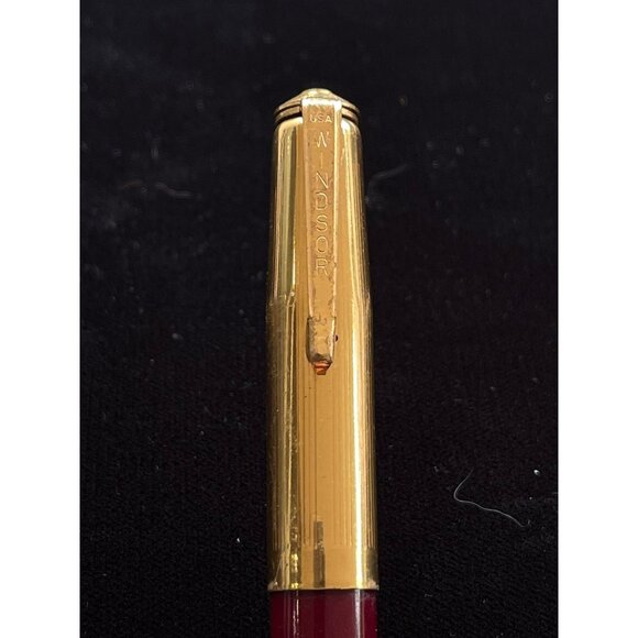 1950's Gold Cap Windsor Fountain Pen Lever Fill Gold Cap Maroon Barrel 14K Nib - Picture 5 of 7